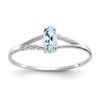 10k White Gold Polished 6x3mm Marquise Genuine March/ Aquamarine Birthstone Size 7 Ring