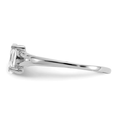 10k White Gold Polished 6x3mm Marquise Genuine April/ White Topaz Birthstone Size 7 Ring