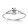 10k White Gold Polished 6x3mm Marquise Genuine April/ White Topaz Birthstone Size 7 Ring
