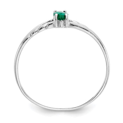10k White Gold Polished 6x3mm Marquise Genuine May/ Emerald Birthstone Size 7 Ring