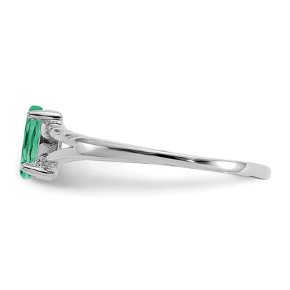 10k White Gold Polished 6x3mm Marquise Genuine May/ Emerald Birthstone Size 7 Ring