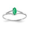 10k White Gold Polished 6x3mm Marquise Genuine May/ Emerald Birthstone Size 7 Ring