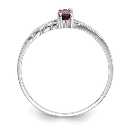 10k White Gold Polished 6x3mm Marquise Genuine June/ Rhodolite Garnet Birthstone Size 7 Ring