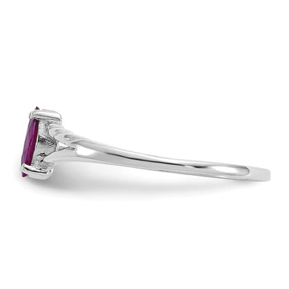 10k White Gold Polished 6x3mm Marquise Genuine June/ Rhodolite Garnet Birthstone Size 7 Ring