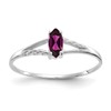 10k White Gold Polished 6x3mm Marquise Genuine June/ Rhodolite Garnet Birthstone Size 7 Ring