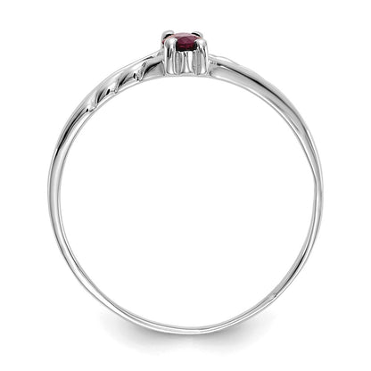 10k White Gold Polished 6x3mm Marquise Genuine July/ Ruby Birthstone Size 7 Ring