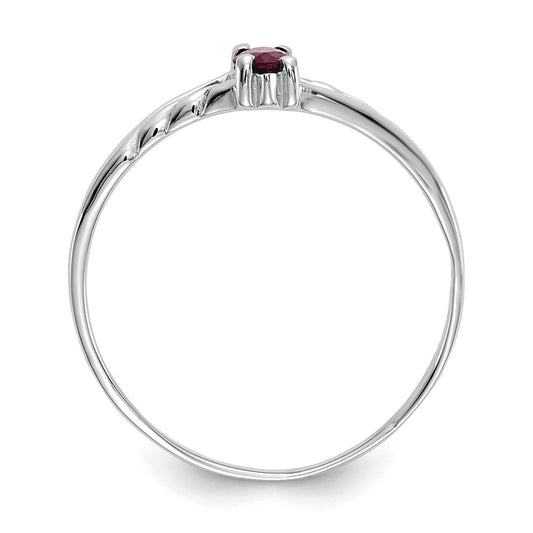 10k White Gold Polished 6x3mm Marquise Genuine July/ Ruby Birthstone Size 7 Ring