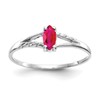10k White Gold Polished 6x3mm Marquise Genuine July/ Ruby Birthstone Size 7 Ring