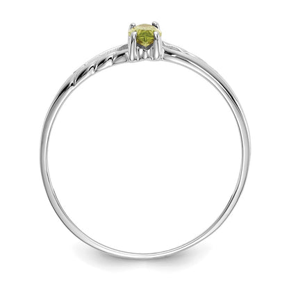 10k White Gold Polished 6x3mm Marquise Genuine August/ Peridot Birthstone Size 7 Ring
