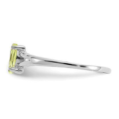 10k White Gold Polished 6x3mm Marquise Genuine August/ Peridot Birthstone Size 7 Ring