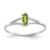 10k White Gold Polished 6x3mm Marquise Genuine August/ Peridot Birthstone Size 7 Ring
