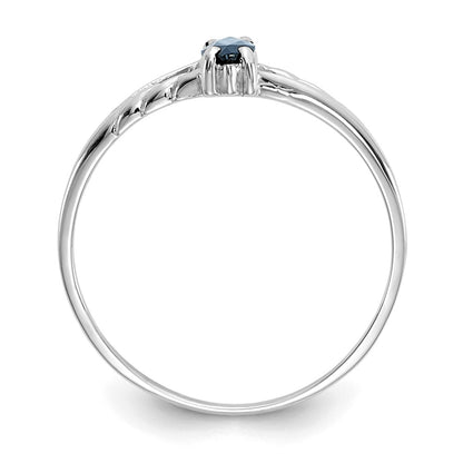 10k White Gold Polished 6x3mm Marquise Genuine September/ Sapphire Birthstone Size 7 Ring