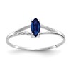 10k White Gold Polished 6x3mm Marquise Genuine September/ Sapphire Birthstone Size 7 Ring