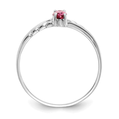 10k White Gold Polished 6x3mm Marquise Genuine October/ Pink Tourmaline Birthstone Size 7 Ring