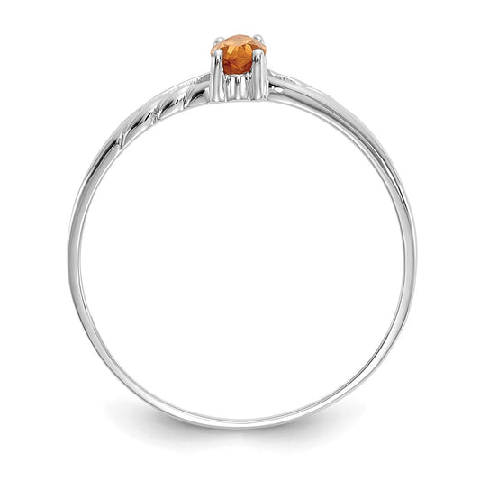 10k White Gold Polished 6x3mm Marquise Genuine November/ Citrine Birthstone Size 7 Ring