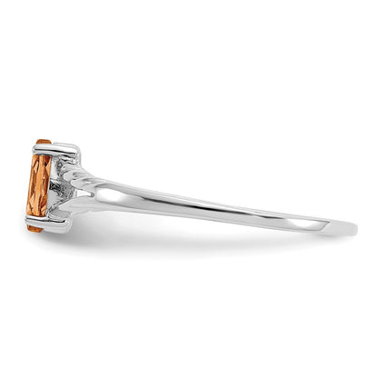 10k White Gold Polished 6x3mm Marquise Genuine November/ Citrine Birthstone Size 7 Ring