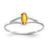 10k White Gold Polished 6x3mm Marquise Genuine November/ Citrine Birthstone Size 7 Ring