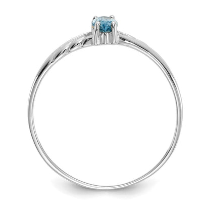 10k White Gold Polished 6x3mm Marquise Genuine December/ Blue Topaz Birthstone Size 7 Ring