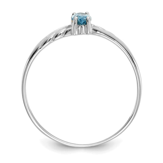 10k White Gold Polished 6x3mm Marquise Genuine December/ Blue Topaz Birthstone Size 7 Ring