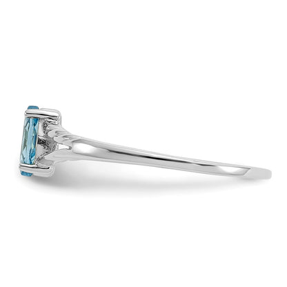 10k White Gold Polished 6x3mm Marquise Genuine December/ Blue Topaz Birthstone Size 7 Ring