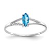 10k White Gold Polished 6x3mm Marquise Genuine December/ Blue Topaz Birthstone Size 7 Ring