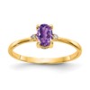 10k Polished 6x4mm Oval Genuine February/ Amethyst and Diamond Birthstone Size 7 Ring