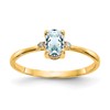 10k Polished Genuine Diamond & Aquamarine Birthstone Ring
