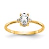 10k Polished 6x4mm Oval Genuine April/ White Topaz and Diamond Birthstone Size 7 Ring