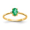 10k Polished 6x4mm Oval Genuine May/ Emerald and Diamond Birthstone Size 7 Ring