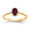 10k Polished 6x4mm Oval Genuine June/ Rhodolite Garnet and Diamond Birthstone Size 7 Ring