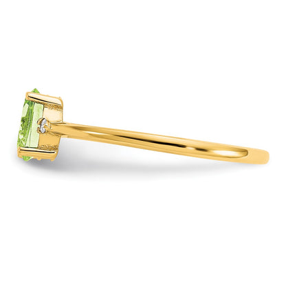 10k Polished 6x4mm Oval Genuine August/ Peridot and Diamond Birthstone Size 7 Ring