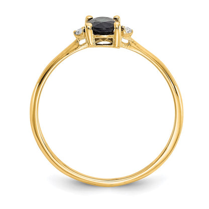 10k Polished 6x4mm Oval Genuine September/ Sapphire and Diamond Birthstone Size 7 Ring