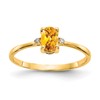 10k Polished 6x4mm Oval Genuine November/ Citrine and Diamond Birthstone Size 7 Ring