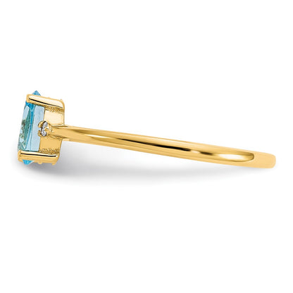 10k Polished 6x4mm Oval Genuine December/ Blue Topaz and Diamond Birthstone Size 7 Ring