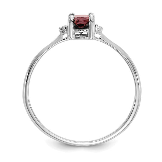 10k White Gold Holds 6x4mm Oval Birthstone and Diamond Ring Mounting