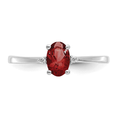 10k White Gold Holds 6x4mm Oval Birthstone and Diamond Ring Mounting