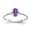 10k White Gold Polished 6x4mm Oval Genuine February/ Amethyst and Diamond Birthstone Size 7 Ring