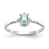 10k White Gold Polished Genuine Diamond and Aquamarine Birthstone Ring