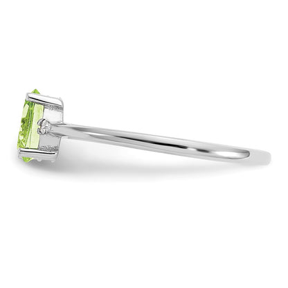 10k White Gold Polished 6x4mm Oval Genuine August/ Peridot and Diamond Birthstone Size 7 Ring
