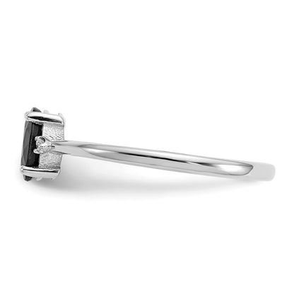 10k White Gold Polished 6x4mm Oval Genuine September/ Sapphire and Diamond Birthstone Size 7 Ring