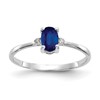 10k White Gold Polished 6x4mm Oval Genuine September/ Sapphire and Diamond Birthstone Size 7 Ring