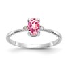 10k White Gold Polished 6x4mm Oval Genuine October/ Pink Tourmaline and Diamond Birthstone Size 7 Ring