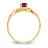 10k Polished Genuine Amethyst Birthstone Ring