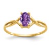 10k Polished 6x4mm Oval Genuine February/ Amethyst Birthstone Size 7 Ring