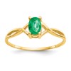 10k Polished 6x4mm Oval Genuine May/ Emerald Birthstone Size 7 Ring