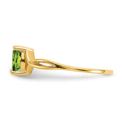 10k Polished 6x4mm Oval Genuine August/ Peridot Birthstone Size 7 Ring