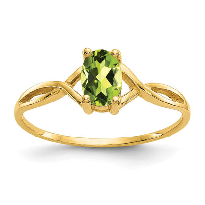 10k Polished 6x4mm Oval Genuine August/ Peridot Birthstone Size 7 Ring