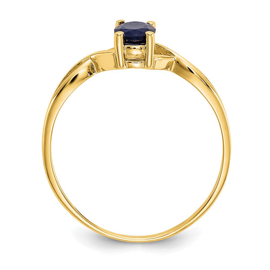 10k Polished 6x4mm Oval Genuine September/ Sapphire Birthstone Size 7 Ring