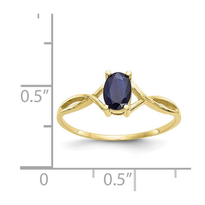 10k Polished 6x4mm Oval Genuine September/ Sapphire Birthstone Size 7 Ring
