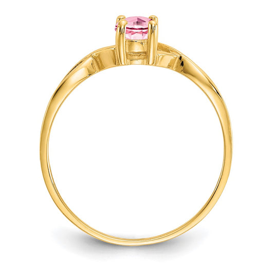 10k Polished 6x4mm Oval Genuine October/ Pink Tourmaline Birthstone Size 7 Ring